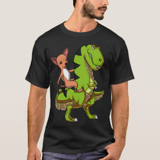 Chihuahua Dog Riding T-Rex Dinosaur T-Shirt
