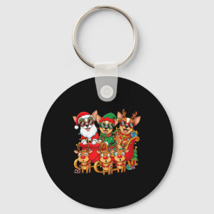 Chihuahua Dog Santa Reindeer Elf Christmas Womens Keychain