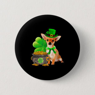 Chihuahua Dog Shamrock St Patricks Day Dog Irish G Button