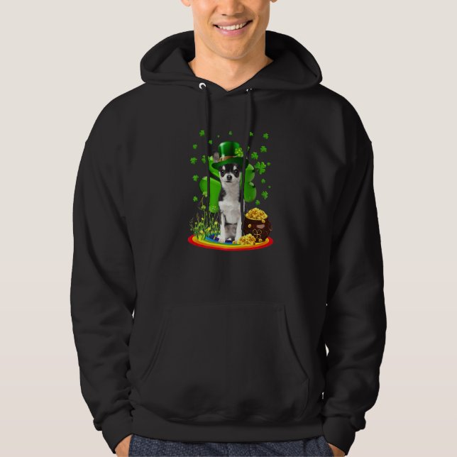 Chihuahua Dog Shamrock St Patricks Day Dog Irish G Hoodie (Front)
