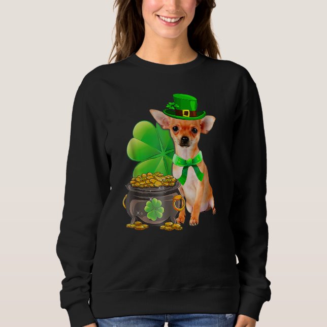 Chihuahua Dog Shamrock St Patricks Day Dog Irish Sweatshirt (Front)