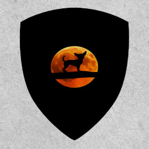 Chihuahua Dog Silhouette Moon chiwawa lover Classi Patch
