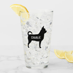 Chihuahua Dog Silhouette Personalized Drinking Glass
