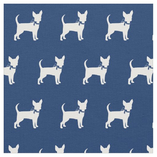 Chihuahua Dog Silhouette Pet Navy Blue Fabric