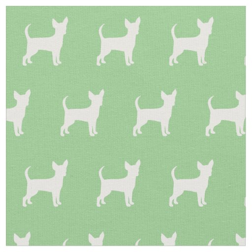 Chihuahua Dog Silhouette Pet Sage Green Fabric