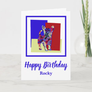 Chihuahua Dog Silhouette Red Blue Yellow Birthday Card