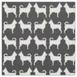 Chihuahua Dog Silhouettes Grey and White Patterned Fabric