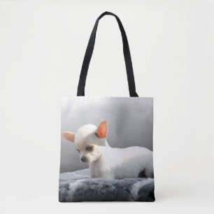 Chihuahua Dog Sitting Dog Portrait Art Painting Tote Bag
