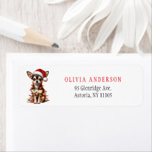 Chihuahua Dog tangled in Christmas lights Label