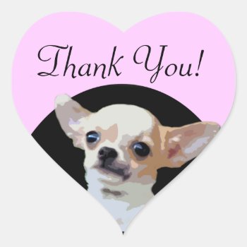 Chihuahua Dog Thank You Heart Stickers by ritmoboxer at Zazzle