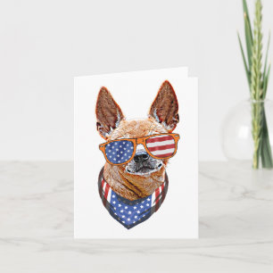 Chihuahua Dog USA American Independence 4th July Card