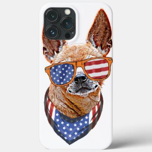 Chihuahua Dog USA American Independence 4th July iPhone 13 Pro Max Case
