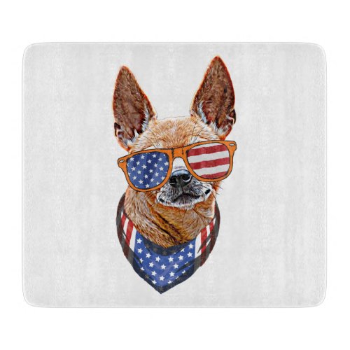 Chihuahua Dog USA American Independence 4th July Cutting Board