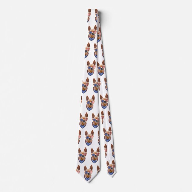 Chihuahua Dog USA American Independence 4th July Neck Tie (Front)