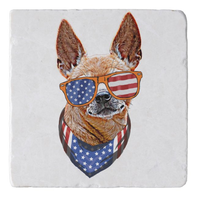 Chihuahua Dog USA American Independence 4th July Trivet (Front)