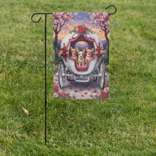 Chihuahua Dog Valentine's Day Garden Flag (In SItu)