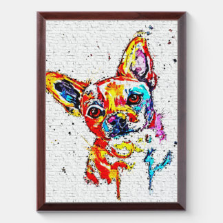 Chihuahua Dog Watercolor Portrait Colorful Award Plaque
