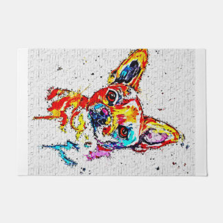 Chihuahua Dog Watercolor Portrait Colorful Doormat