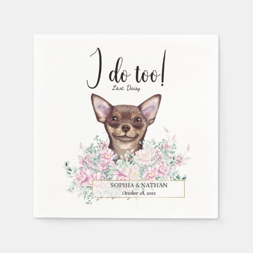 Chihuahua Dog Wedding Cocktail Napkins