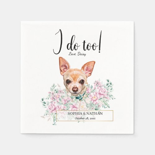 Chihuahua Dog Wedding Cocktail Napkins