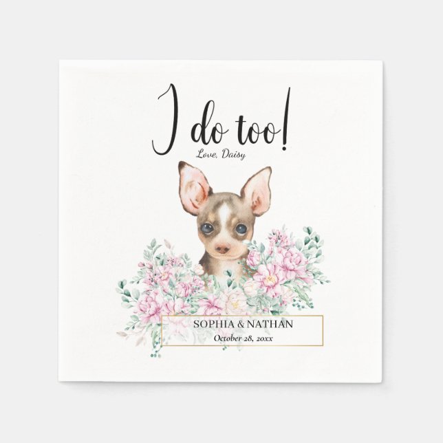 Chihuahua Dog Wedding Cocktail Napkins (Front)