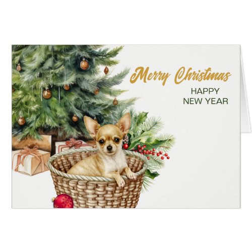 Chihuahua Dog Wicker Basket Christmas