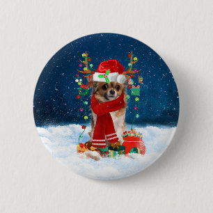 Chihuahua dog with Christmas gifts Button
