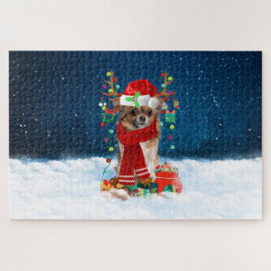 Chihuahua dog with Christmas gifts Jigsaw Puzzle