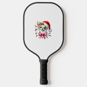 Chihuahua Dog With Coquette Bow Christmas Matching Pickleball Paddle