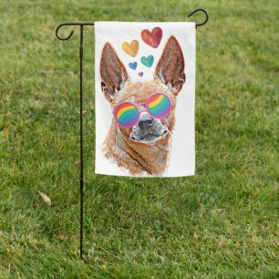 Chihuahua Dog with Hearts Valentine's Day Garden Flag