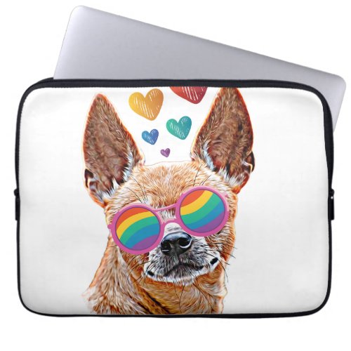 Chihuahua Dog with Hearts Valentines Day  Laptop Sleeve