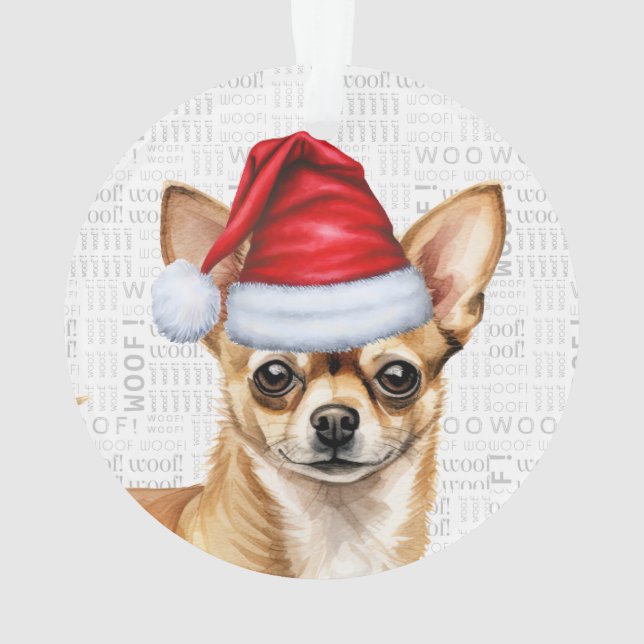 Chihuahua Dog with Name and Photo Christmas Ornament (Back)