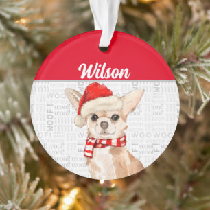 Chihuahua Dog with Name and Photo Ornament