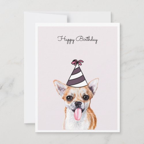 Chihuahua Dog with Party Hat Card
