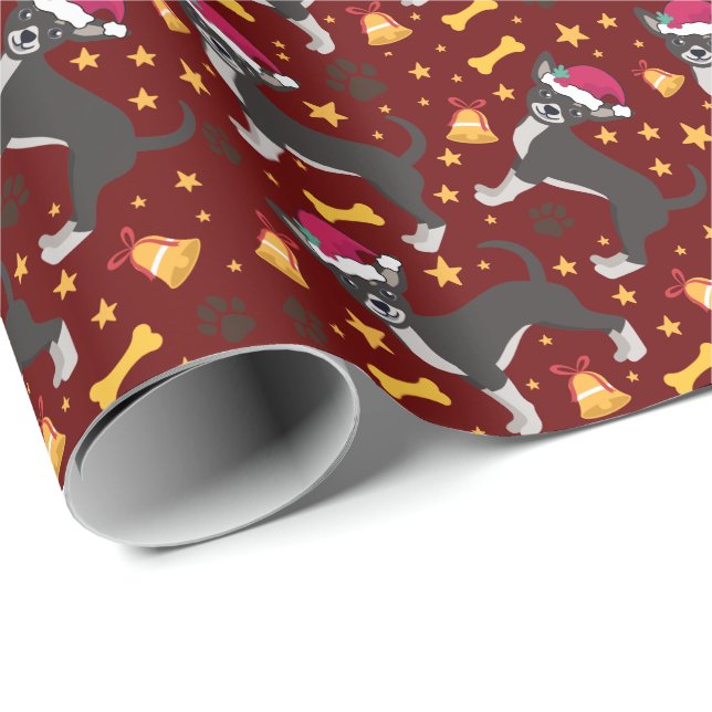 Chihuahua Dog With Santa Hat Christmas Wrapping Pa Paper (Roll Corner)