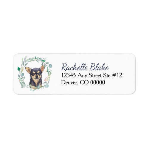 Chihuahua Dog Wreath Return Address Label