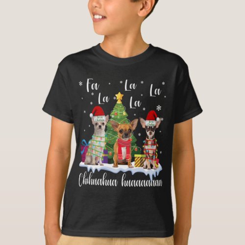 chihuahua dog xmas fa la la la funny ugly christma T_Shirt