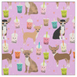 Chihuahua dogs bubble tea purple fabric