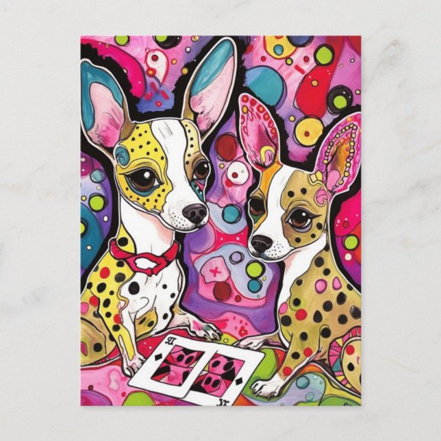 Chihuahua Dogs Colorful Collage Postcard (Front)