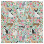 Chihuahua dogs florals mint fabric