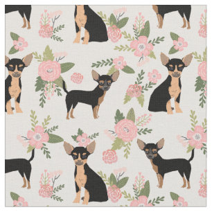 Chihuahua dogs peach floral fabric