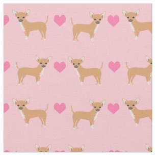 Chihuahua dogs pink hearts love fabric