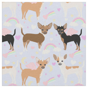 Chihuahua dogs unicorn pastel rainbow fabric