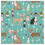 chihuahua dogs wine turquoise fabric