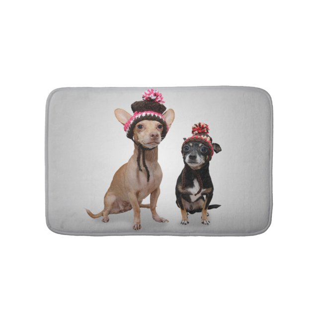 Chihuahua Dogs With Hats Photo Bathroom Mat (Front)