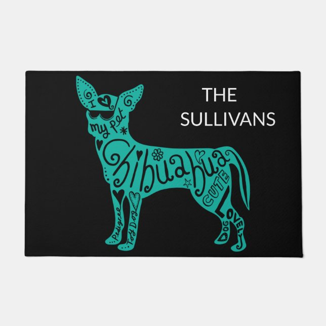 "CHIHUAHUA" DOOR MAT PERSONALIZED. (Front)