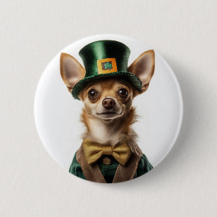 Chihuahua Dressed Leprechaun St. Patrick’s Day Button