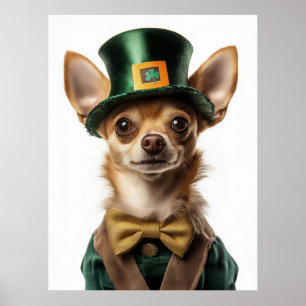 Chihuahua Dressed Leprechaun St. Patrick’s Day Poster