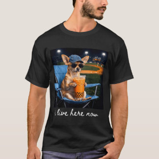 Chihuahua drink iced coffee baseball field live T-Shirt