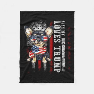 Chihuahua Even My Dog Loves Trump Funny  Fleece Blanket